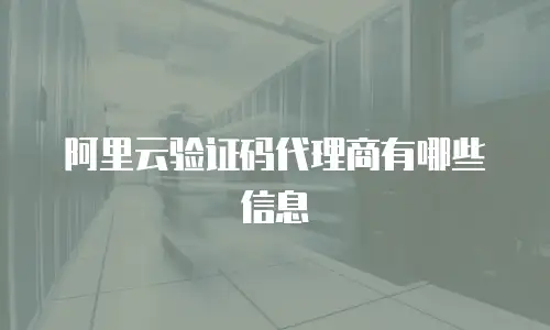 阿里云验证码代理商有哪些信息