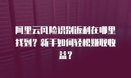阿里云风险识别返利在哪里找到？新手如何轻松赚取收益？