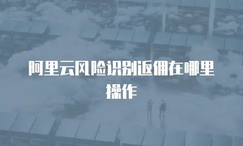 阿里云风险识别返佣在哪里操作