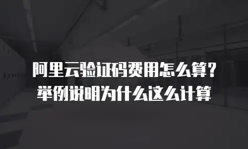阿里云验证码费用怎么算？举例说明为什么这么计算