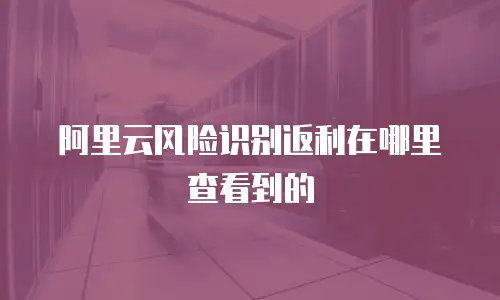 阿里云风险识别返利在哪里查看到的