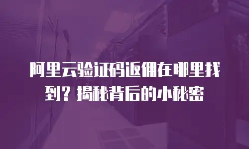 阿里云验证码返佣在哪里找到？揭秘背后的小秘密
