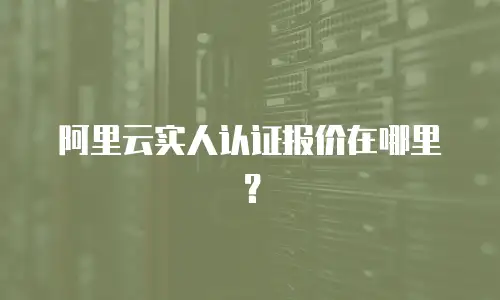 阿里云实人认证报价在哪里？