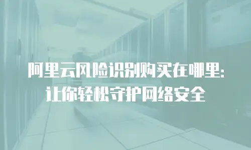 阿里云风险识别购买在哪里：让你轻松守护网络安全