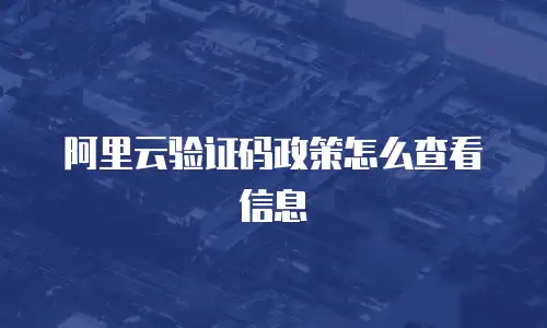 阿里云验证码政策怎么查看信息