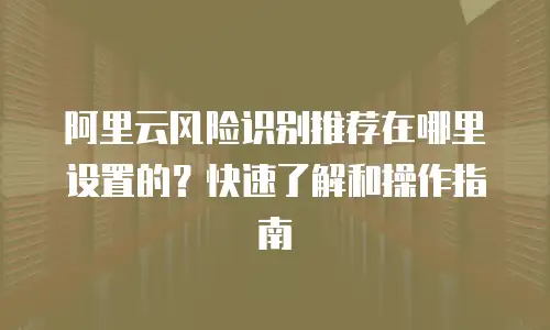 阿里云风险识别推荐在哪里设置的？快速了解和操作指南