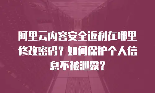 阿里云内容安全返利在哪里修改密码？如何保护个人信息不被泄露？
