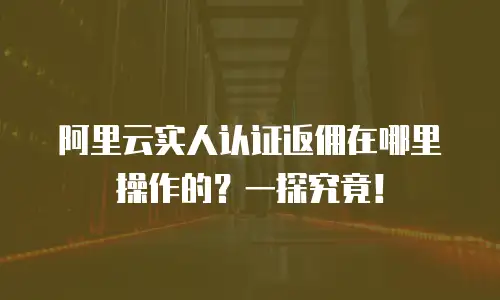 阿里云实人认证返佣在哪里操作的？一探究竟！
