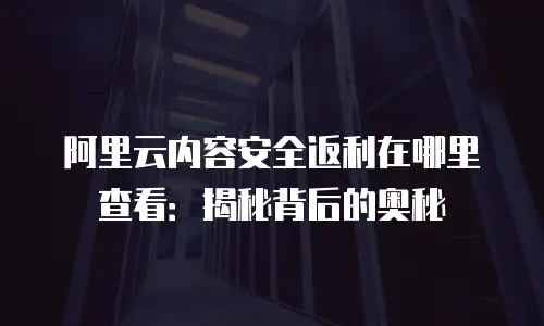 阿里云内容安全返利在哪里查看：揭秘背后的奥秘