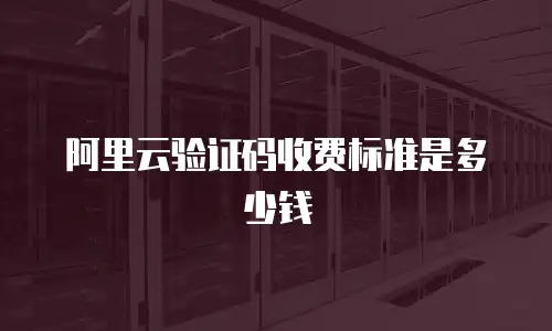 阿里云验证码收费标准是多少钱