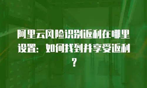 阿里云风险识别返利在哪里设置：如何找到并享受返利？