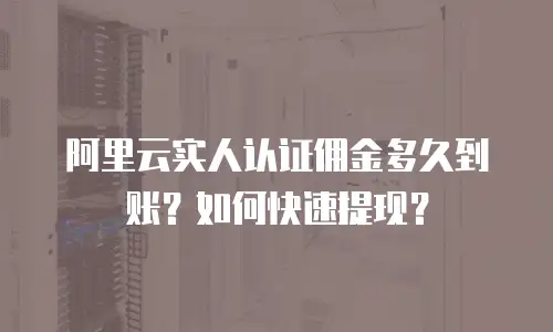 阿里云实人认证佣金多久到账？如何快速提现？