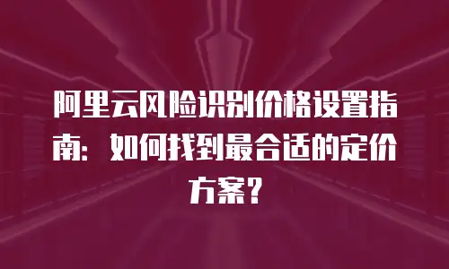 阿里云风险识别价格设置指南：如何找到最合适的定价方案？