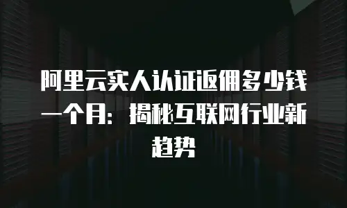 阿里云实人认证返佣多少钱一个月：揭秘互联网行业新趋势