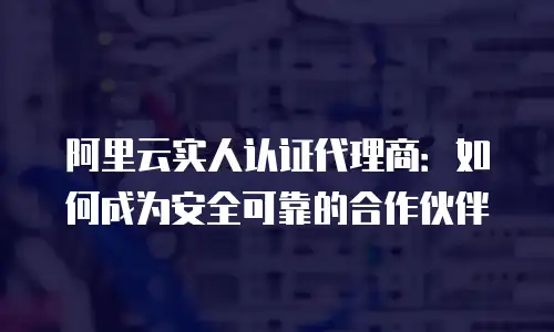 阿里云实人认证代理商：如何成为安全可靠的合作伙伴