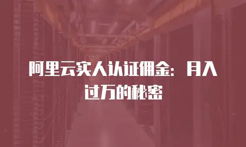 阿里云实人认证佣金：月入过万的秘密