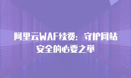 阿里云WAF续费：守护网站安全的必要之举