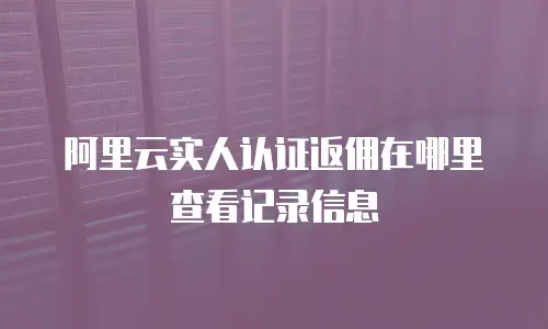 阿里云实人认证返佣在哪里查看记录信息