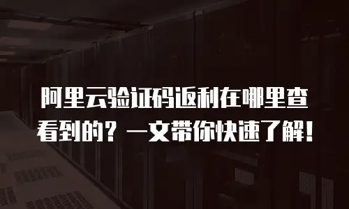 阿里云验证码返利在哪里查看到的？一文带你快速了解！