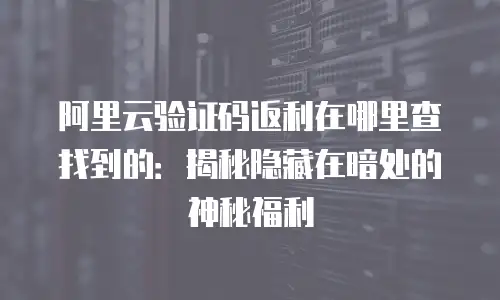 阿里云验证码返利在哪里查找到的：揭秘隐藏在暗处的神秘福利