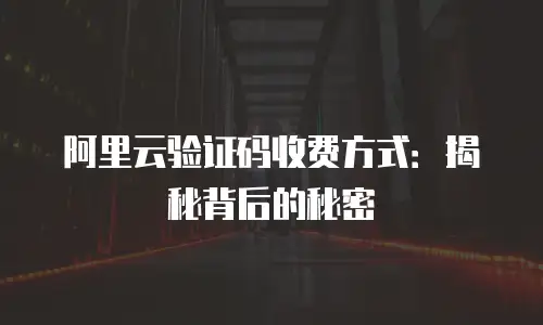 阿里云验证码收费方式：揭秘背后的秘密