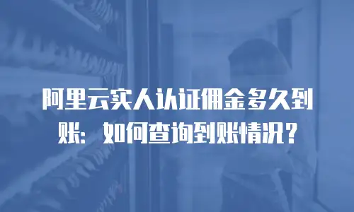 阿里云实人认证佣金多久到账：如何查询到账情况？