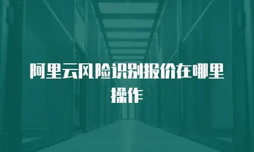 阿里云风险识别报价在哪里操作