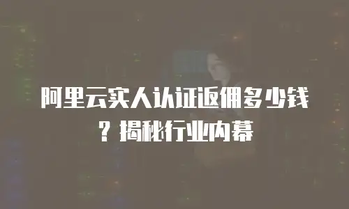 阿里云实人认证返佣多少钱？揭秘行业内幕