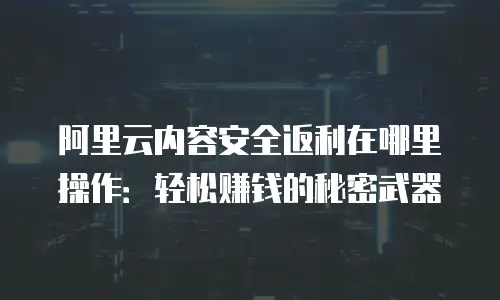 阿里云内容安全返利在哪里操作：轻松赚钱的秘密武器