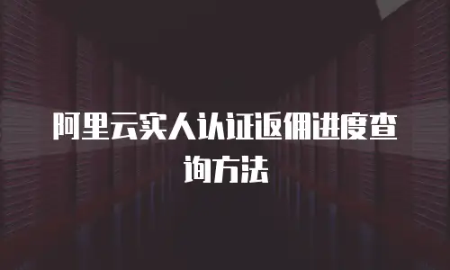 阿里云实人认证返佣进度查询方法