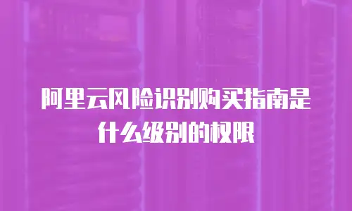 阿里云风险识别购买指南是什么级别的权限