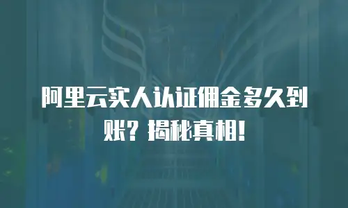 阿里云实人认证佣金多久到账？揭秘真相！