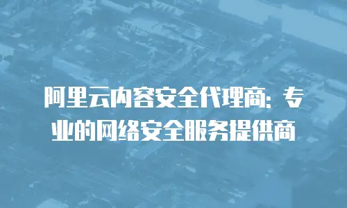阿里云内容安全代理商: 专业的网络安全服务提供商