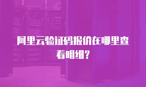 阿里云验证码报价在哪里查看明细？