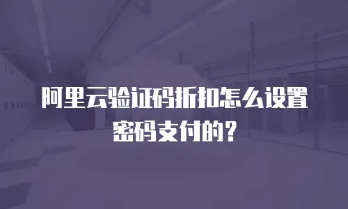 阿里云验证码折扣怎么设置密码支付的？