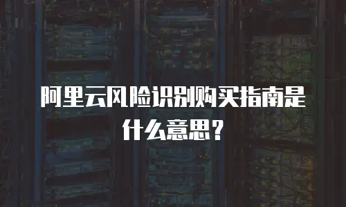 阿里云风险识别购买指南是什么意思？