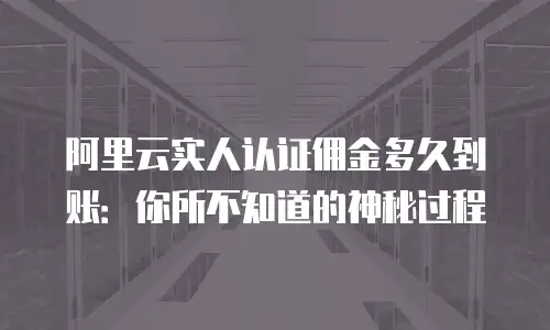 阿里云实人认证佣金多久到账：你所不知道的神秘过程