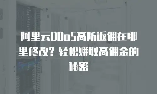 阿里云DDoS高防返佣在哪里修改？轻松赚取高佣金的秘密
