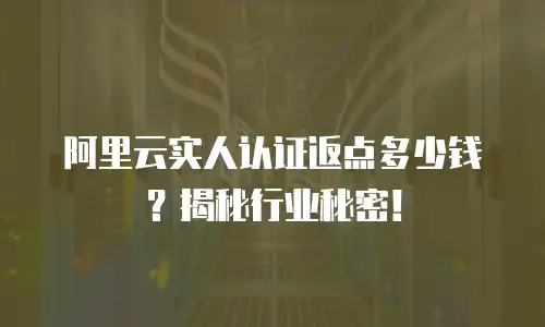 阿里云实人认证返点多少钱？揭秘行业秘密！