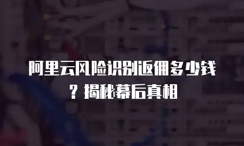 阿里云风险识别返佣多少钱？揭秘幕后真相