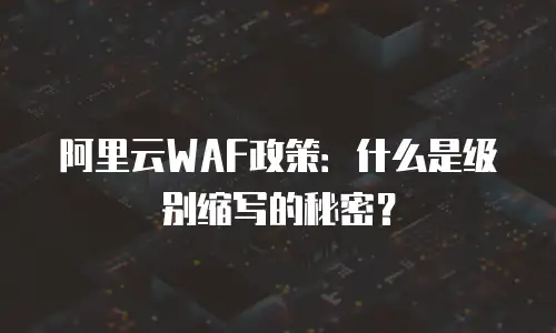 阿里云WAF政策：什么是级别缩写的秘密？