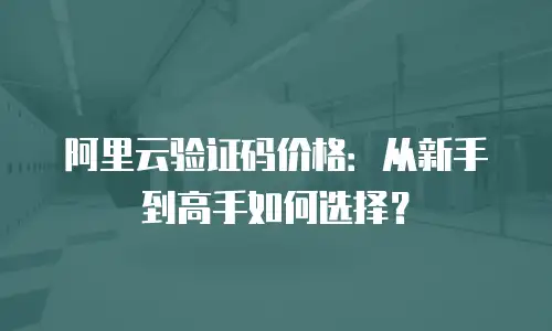 阿里云验证码价格：从新手到高手如何选择？