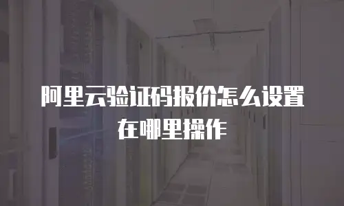 阿里云验证码报价怎么设置在哪里操作
