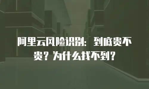 阿里云风险识别：到底贵不贵？为什么找不到？