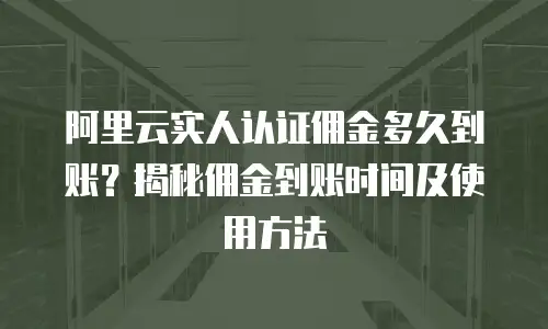 阿里云实人认证佣金多久到账？揭秘佣金到账时间及使用方法