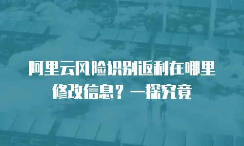 阿里云风险识别返利在哪里修改信息？一探究竟