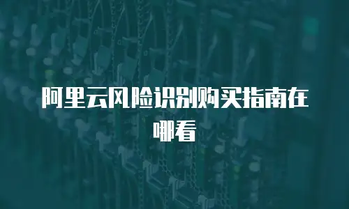 阿里云风险识别购买指南在哪看