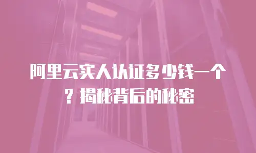 阿里云实人认证多少钱一个？揭秘背后的秘密
