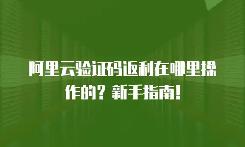 阿里云验证码返利在哪里操作的？新手指南！