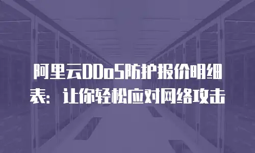 阿里云DDoS防护报价明细表：让你轻松应对网络攻击
